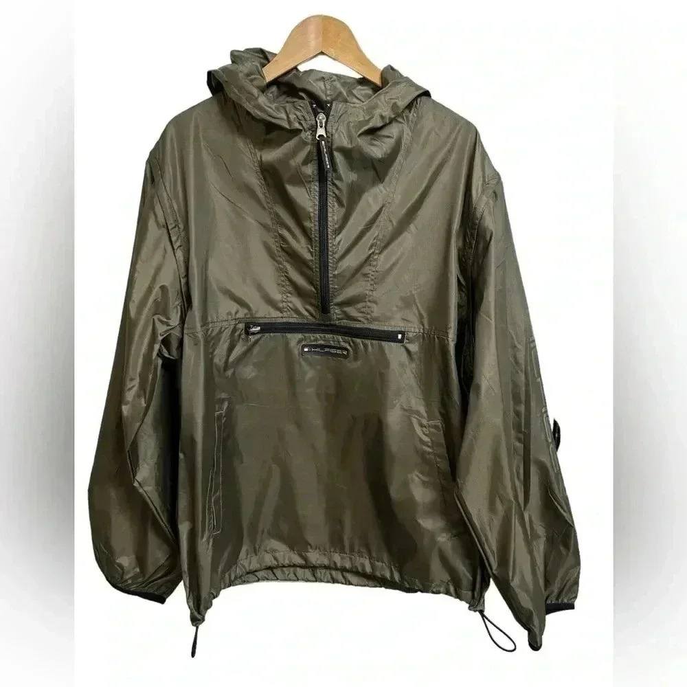 NWT 90’s VTG Tommy Hilfiger Olive Green Pullover 1/2 Zip Windbreaker Size XL - Picture 2 of 9